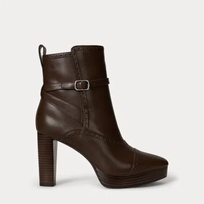 Ralph Lauren Mckinsey Calfskin Bootie In Brown