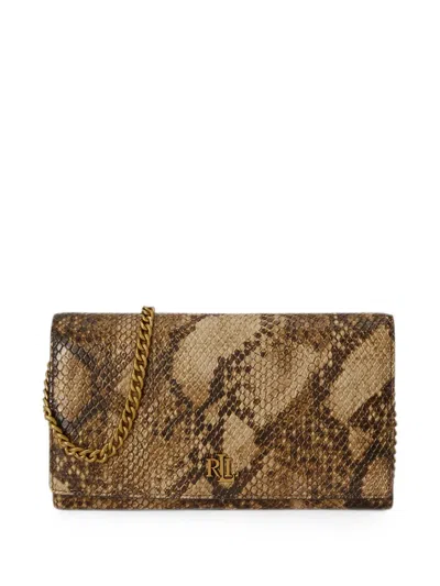 Ralph Lauren Medium Adair Ii Snakeskin-effect Logo-plaque Belt Bag In Brown