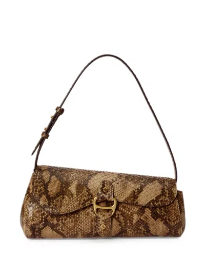 Ralph Lauren Medium Embossed Tasha East-west Bag In Blue