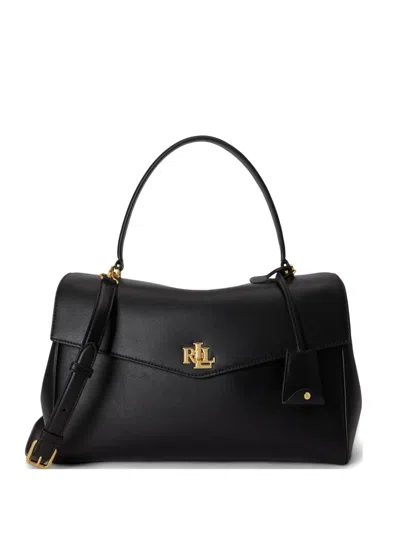Ralph Lauren Medium Farrah Leather Satchel Bag In Black
