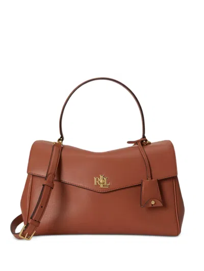 Ralph Lauren Medium Farrah Leather Soft Satchel Bag In Pattern
