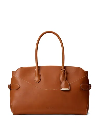 Ralph Lauren Medium Leather Tote Bag In Brown
