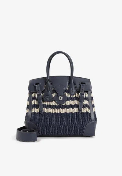 Ralph Lauren Medium Ricky 33 Raffia Tote Bag In Blue