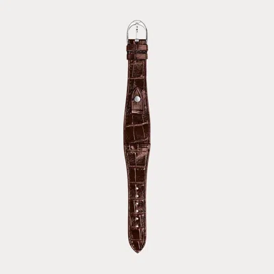 Polo Ralph Lauren Medium Stirrup Caiman Watch Strap In Brown