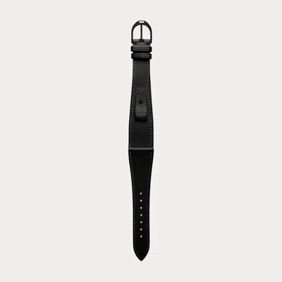 Polo Ralph Lauren Medium Stirrup Calfskin Watch Strap In Black/black