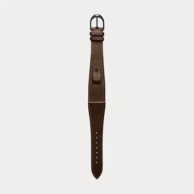 Polo Ralph Lauren Medium Stirrup Calfskin Watch Strap In Black