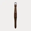 Polo Ralph Lauren Medium Stirrup Calfskin Watch Strap In Dark Brown/black