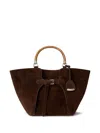 Ralph Lauren Medium Suede Tote Bag In Brown