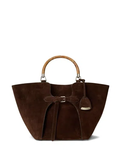 Ralph Lauren Medium Suede Tote Bag In Brown