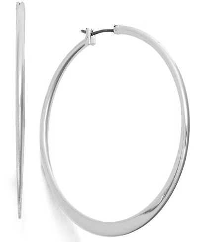 Ralph Lauren Medium Thin Hoop Earrings, 2" In Silver