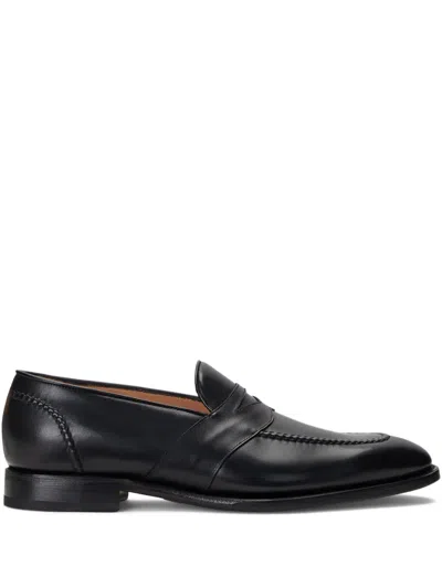 Ralph Lauren Meegan Calfskin Penny Loafer In Black