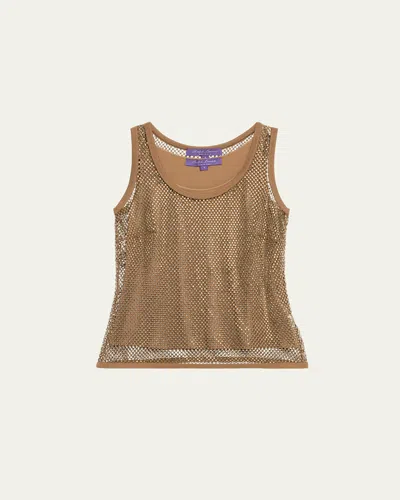 Polo Ralph Lauren Katai Mesh Tank Top In Cocoa