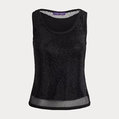 Ralph Lauren Melony Embellished Mesh Tank Top In Black