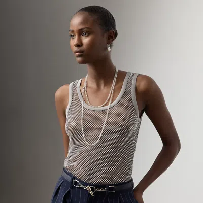 Ralph Lauren Melony Embellished Mesh Tank Top In Multi