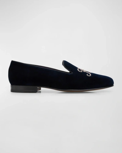 Ralph Lauren Men's Alonzo Rl Velvet Loafers In Navy Mu