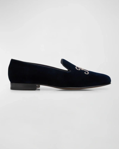 Polo Ralph Lauren Men's Alonzo Rl Velvet Loafers In Navy Mu