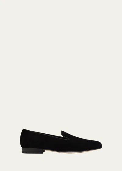 Ralph Lauren Men's Paxton Velvet Slippers In Black