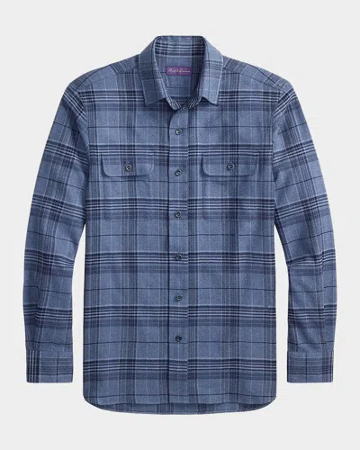 Ralph Lauren Men & Apos;s Blanket Plaid Cotton Flannel Button-down Shirt In Blue
