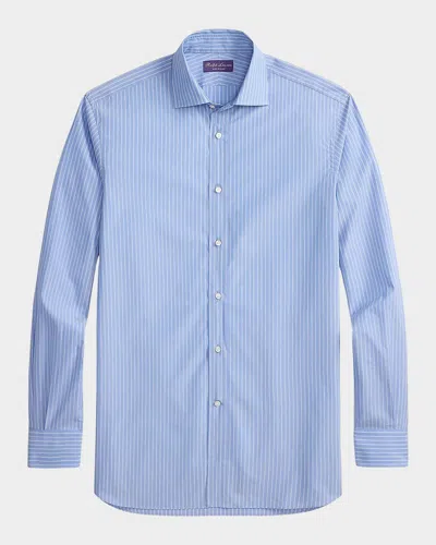 Ralph Lauren Men & Apos;s Cotton Pinstripe Sport Shirt In Blue