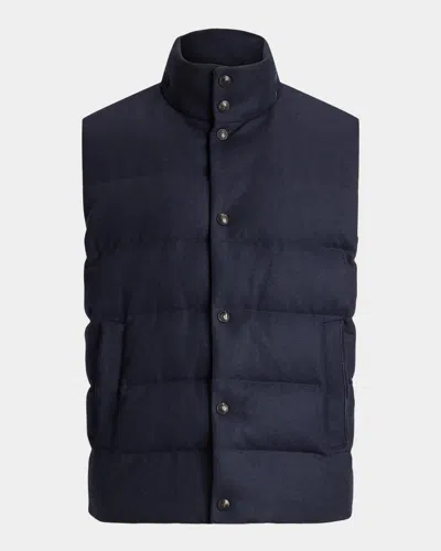 Ralph Lauren Men & Apos;s Harwick Cashmere-blend Down Vest In Blue