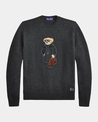 Ralph Lauren Men & Apos;s Polo Bear Cashmere Sweater In Dk Gry Mel