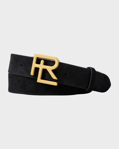 Ralph Lauren Men & Apos;s Rl-buckle Calf Suede Belt In Pink
