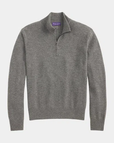 Ralph Lauren Men & Apos;s Textured Cashmere Quarter-zip Sweater In Grey
