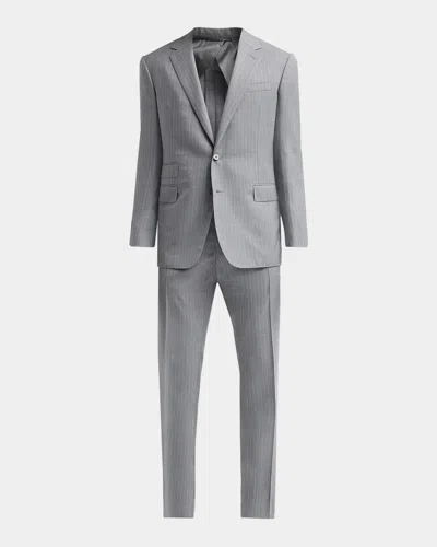 Ralph Lauren Men & Apos;s Wool Single-breasted Pinstripe Suit In Gray