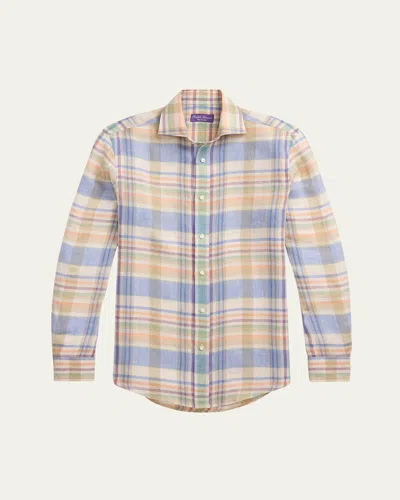 Ralph Lauren Men's Aston Linen Multicolor Plaid Sport Shirt