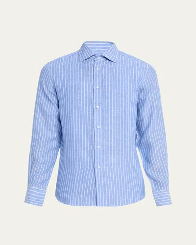 Ralph Lauren Men's Aston Striped Linen Sport Shirt In Bluwht