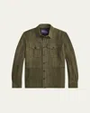 Ralph Lauren Button-fastening Suede Shirt Jacket In Green