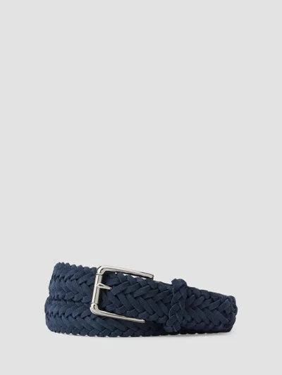 Ralph Lauren Men's Braided Suede Belt In Racing Navy
