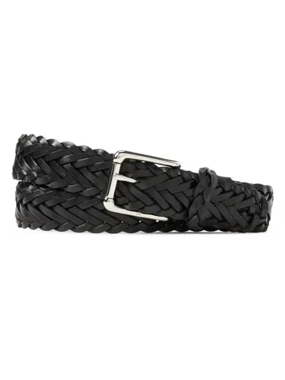 Ralph Lauren Braided Vachetta Leather Belt In Classic Chairman Navy In Black