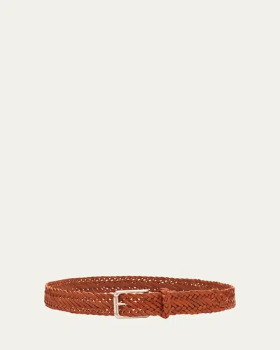Ralph Lauren Men's Braided Vachetta Leather Belt In Brown