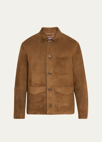 Ralph Lauren Men's Burnham Suede Workwear Jacket In Brown