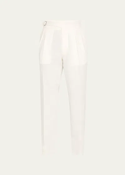 Ralph Lauren Men's Byron Pleated Linen Canvas Trousers In White
