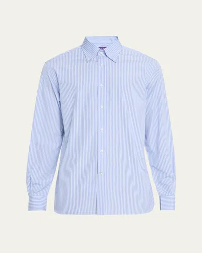 Ralph Lauren Men's Cameron End-on-end Striped Sport Shirt In Blue