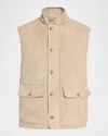 Ralph Lauren Men's Carleton Quilted Suede Full-zip Vest In Neutral
