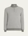 Ralph Lauren Birdseye Cashmere Quarter-zip Sweater In Gray
