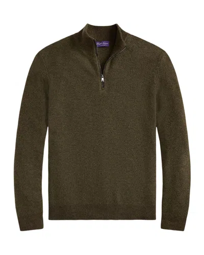 Ralph Lauren Men's Cashmere Birdseye Quarter-zip Sweater In Burgundy