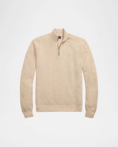 Ralph Lauren Men's Cashmere Half-zip Sweater In Brown