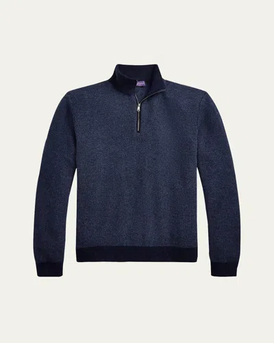 Ralph Lauren Men's Cashmere Half-zip Sweater In Blue