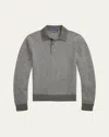 Ralph Lauren Men's Cashmere Long-sleeve Polo Sweater In Gray
