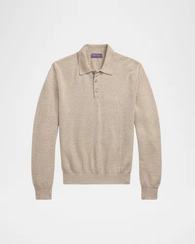 Ralph Lauren Men's Cashmere Waffle Knit Polo Sweater In Multi