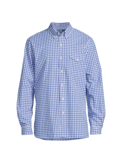 Ralph Lauren Men's Checked Cotton Button-down Shirt In Iris Blue White