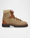Ralph Lauren Men's Cortina Suede Shearling-collar Lace-up Boots In Brown