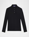 Ralph Lauren Men's Cotton And Cashmere Long-sleeve Polo Shirt In Black
