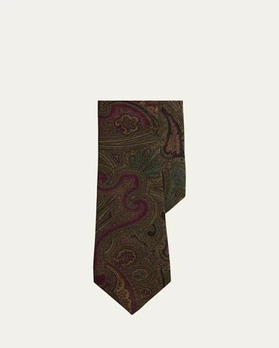 Ralph Lauren Men's Cotton And Cashmere Maxi-paisley Silk Tie