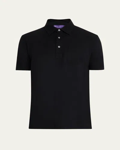 Ralph Lauren Men's Cotton And Cashmere Pique Pocket Polo Shirt In Black