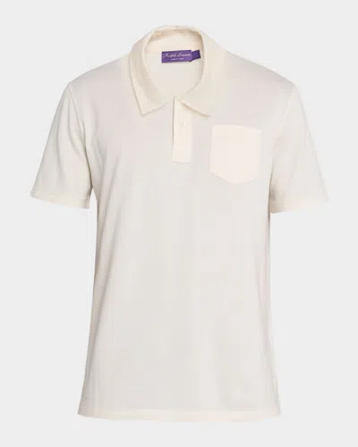 Ralph Lauren Men's Cotton And Cashmere Pique Pocket Polo Shirt In Brown